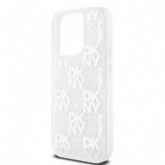 Apple iPhone 15 Pro Case DKNY Liquid Glitters Checkered Pattern White 