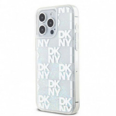 Apple iPhone 15 Pro Max Case DKNY Liquid Glitters Checkered Pattern White 