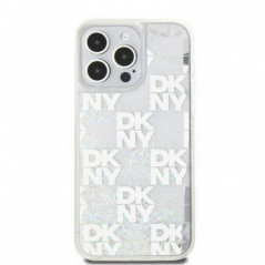 Apple iPhone 15 Pro Max Case DKNY Liquid Glitters Checkered Pattern White 