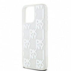 Apple iPhone 15 Pro Max Case DKNY Liquid Glitters Checkered Pattern White 