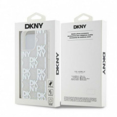 Apple iPhone 15 Pro Max Case DKNY Liquid Glitters Checkered Pattern White 