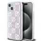 Apple iPhone 15 Case DKNY Liquid Glitters Checkered Pattern Pink 