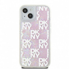 Apple iPhone 15 Case DKNY Liquid Glitters Checkered Pattern Pink 