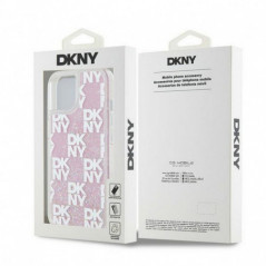 Apple iPhone 15 Case DKNY Liquid Glitters Checkered Pattern Pink 