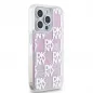 Apple iPhone 15 Pro Case DKNY Liquid Glitters Checkered Pattern Pink 