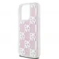 Apple iPhone 15 Pro Case DKNY Liquid Glitters Checkered Pattern Pink 