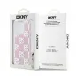 Apple iPhone 15 Pro Case DKNY Liquid Glitters Checkered Pattern Pink 