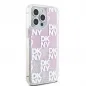 Apple iPhone 15 Pro Max Case DKNY Liquid Glitters Checkered Pattern Pink 