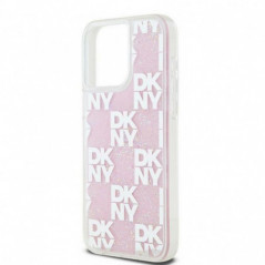 Apple iPhone 15 Pro Max Case DKNY Liquid Glitters Checkered Pattern Pink 