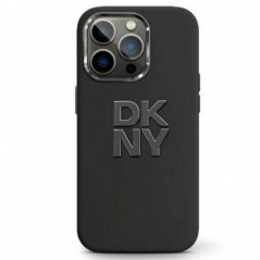 Apple iPhone 15 Case DKNY Silicone Stack Metal Logo Black 