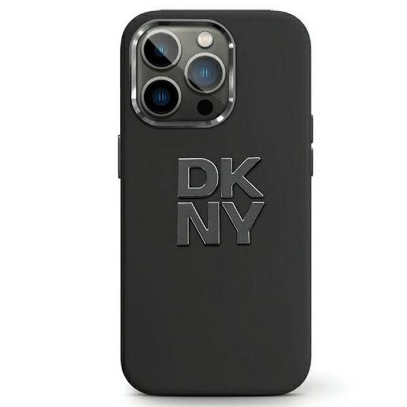 Apple iPhone 15 Plus Case DKNY Silicone Stack Metal Logo Black 