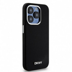 Apple iPhone 14 Pro Case DKNY Silicone Horizontal Metal Logo MagSAFE  Black 