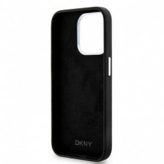 Apple iPhone 14 Pro Case DKNY Silicone Horizontal Metal Logo MagSAFE  Black 