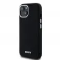 Apple iPhone 15 Case DKNY Silicone Horizontal Metal Logo MagSAFE  Black 