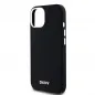 Apple iPhone 15 Case DKNY Silicone Horizontal Metal Logo MagSAFE  Black 