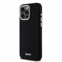 Apple iPhone 15 Pro Max Case DKNY Silicone Horizontal Metal Logo MagSAFE  Black 