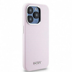 Apple iPhone 14 Pro Case DKNY Silicone Horizontal Metal Logo MagSAFE  Pink 