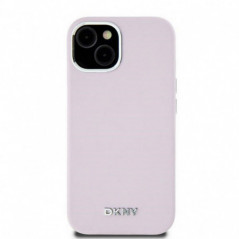 Apple iPhone 15 Plus Case DKNY Silicone Horizontal Metal Logo MagSAFE  Pink 