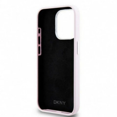 Apple iPhone 15 Pro Case DKNY Silicone Horizontal Metal Logo MagSAFE  Pink 