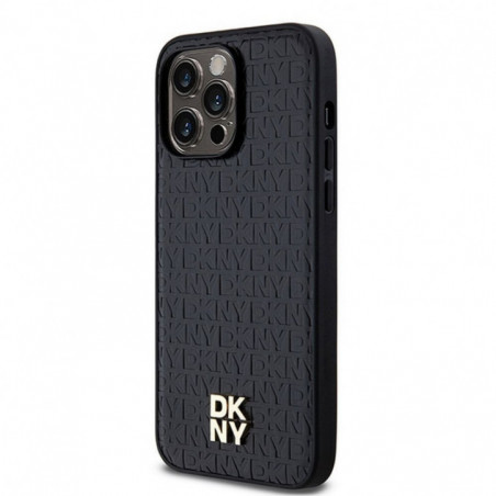 Apple iPhone 13 Pro Case DKNY Pu Repeat Pattern Stack Logo MagSAFE  Black