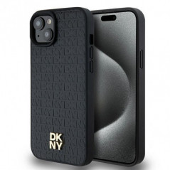 Apple iPhone 15 Case DKNY Pu Repeat Pattern Stack Logo MagSAFE  Black 