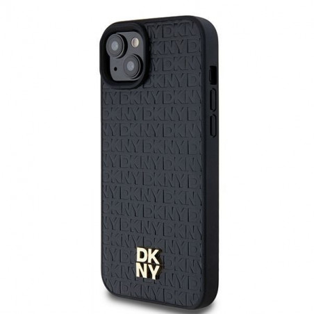 Apple iPhone 15 Case DKNY Pu Repeat Pattern Stack Logo MagSAFE  Black