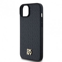 Apple iPhone 15 Case DKNY Pu Repeat Pattern Stack Logo MagSAFE  Black 