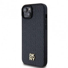 Apple iPhone 15 Plus Case DKNY Pu Repeat Pattern Stack Logo MagSAFE  Black