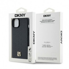 Apple iPhone 15 Plus Case DKNY Pu Repeat Pattern Stack Logo MagSAFE  Black 