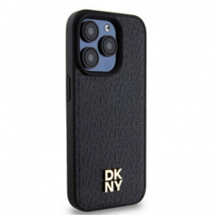 Apple iPhone 15 Pro Case DKNY Pu Repeat Pattern Stack Logo MagSAFE  Black 