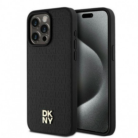 Apple iPhone 15 Pro Max Case DKNY Pu Repeat Pattern Stack Logo MagSAFE  Black 