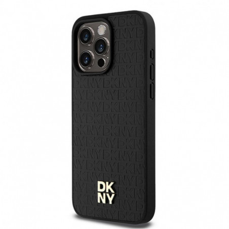 Apple iPhone 15 Pro Max Case DKNY Pu Repeat Pattern Stack Logo MagSAFE  Black