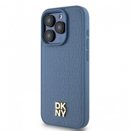 Apple iPhone 15 Pro Case DKNY Pu Repeat Pattern Stack Logo MagSAFE  Blue