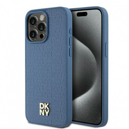 Apple iPhone 15 Pro Max Case DKNY Pu Repeat Pattern Stack Logo MagSAFE  Blue 