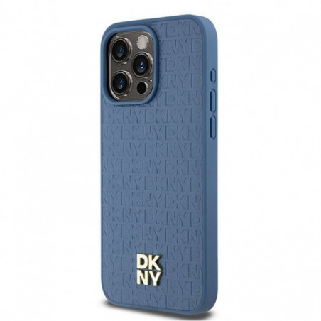 Apple iPhone 15 Pro Max Case DKNY Pu Repeat Pattern Stack Logo MagSAFE  Blue