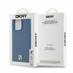 Apple iPhone 15 Pro Max Case DKNY Pu Repeat Pattern Stack Logo MagSAFE  Blue 