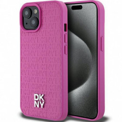 Apple iPhone 15 Case DKNY Pu Repeat Pattern Stack Logo MagSAFE  Pink