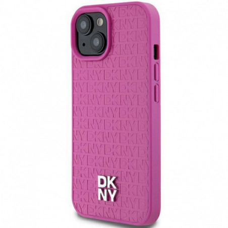 Apple iPhone 15 Case DKNY Pu Repeat Pattern Stack Logo MagSAFE  Pink