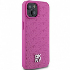 Apple iPhone 15 Case DKNY Pu Repeat Pattern Stack Logo MagSAFE  Pink 