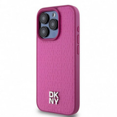 Apple iPhone 15 Pro Case DKNY Pu Repeat Pattern Stack Logo MagSAFE  Pink 