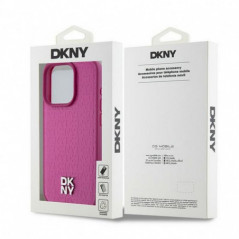 Apple iPhone 15 Pro Case DKNY Pu Repeat Pattern Stack Logo MagSAFE  Pink 