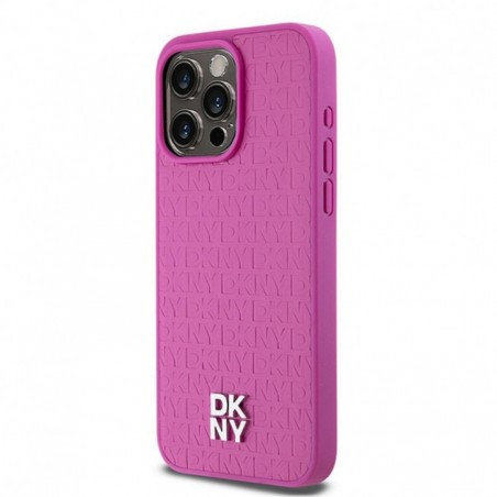 Apple iPhone 15 Pro Max Case DKNY Pu Repeat Pattern Stack Logo MagSAFE  Pink