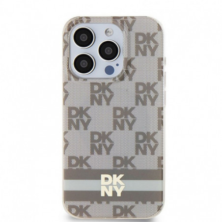 Apple iPhone 13 Pro Case DKNY Checkered Pattern Printed Stripes MagSAFE  Beige