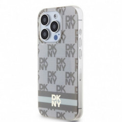 Apple iPhone 13 Pro Max Case DKNY Checkered Pattern Printed Stripes MagSAFE  Beige