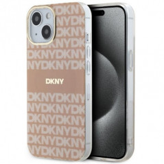 Apple iPhone 15 Plus Case DKNY Repeat Texture Pattern Stripe MagSAFE  Pink