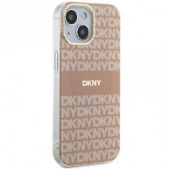 Apple iPhone 15 Plus Case DKNY Repeat Texture Pattern Stripe MagSAFE  Pink 