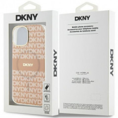 Apple iPhone 15 Plus Case DKNY Repeat Texture Pattern Stripe MagSAFE  Pink 