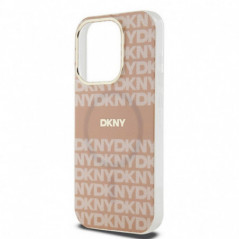 Apple iPhone 15 Pro Case DKNY Repeat Texture Pattern Stripe MagSAFE  Pink 