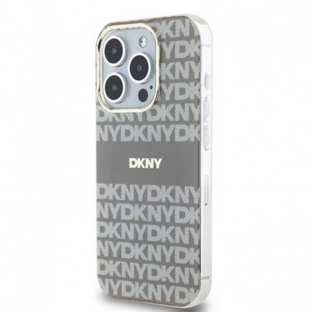 Apple iPhone 15 Pro Case DKNY Repeat Texture Pattern Stripe MagSAFE  Beige