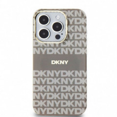 Apple iPhone 15 Pro Case DKNY Repeat Texture Pattern Stripe MagSAFE  Beige 